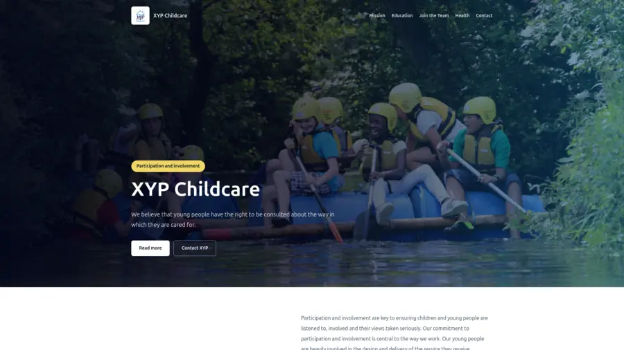 XYP Childcare website landing page screenshot